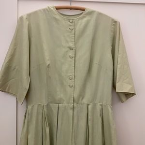 Vintage light green dress fabric buttons pleats